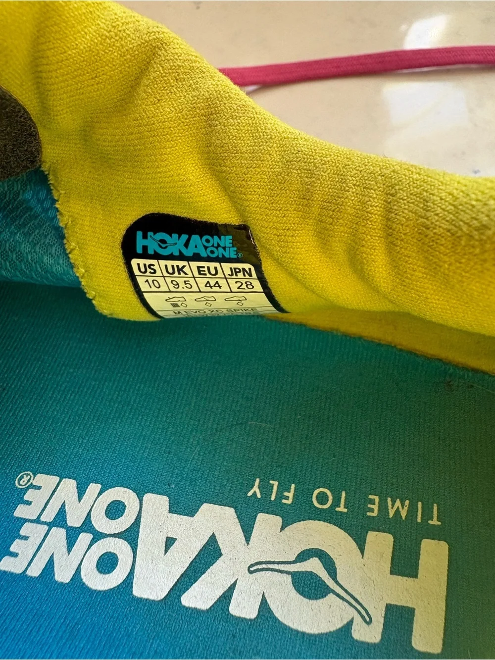 Hoka One One Women's Teal Yellow Running Shoes with Pink Laces size 10
